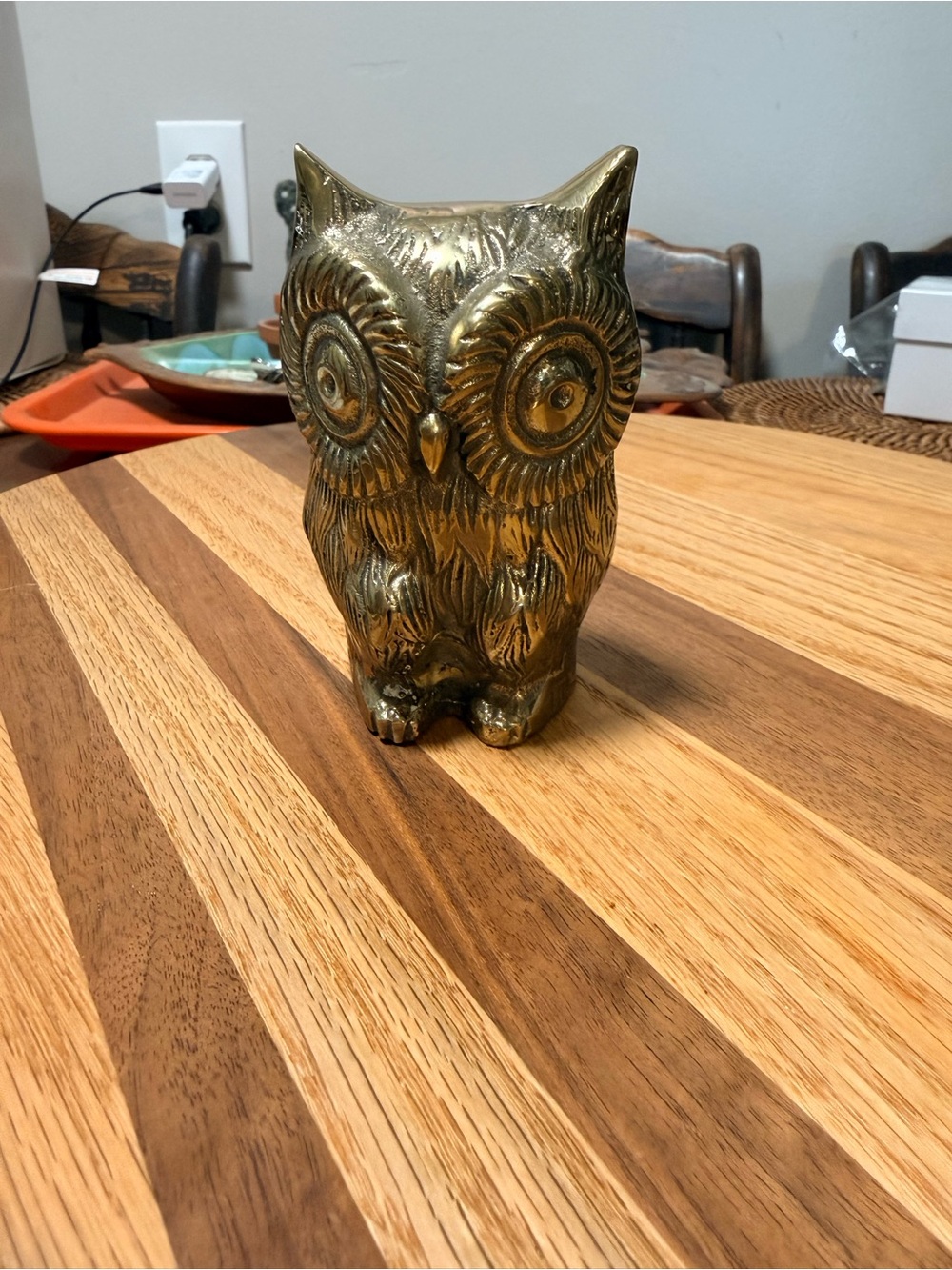 Vintage Brass Owl Paperweight